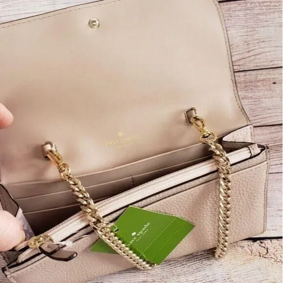 NWT Kate Spade Leather Milou Rosewood Place Wallet w/ Removable Chain Handle